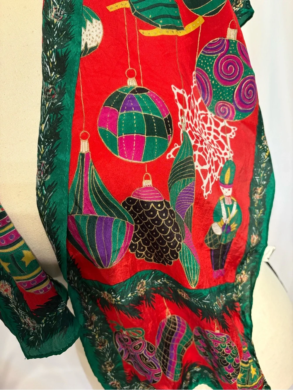 Vintage Vera Neumann Festive Red and Green Holiday Scarf - Women's Accessories